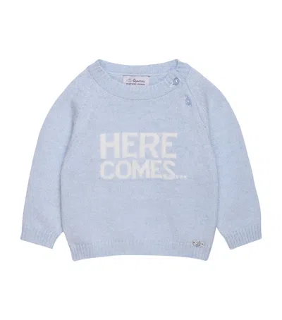 Trotters Kids' Wool-cashmere 'here Comes Trouble' Sweater In Blue