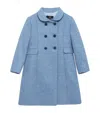 Trotters Wool Double-breasted Coat In Blue