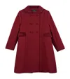Trotters Wool Double-breasted Coat In Burgundy