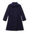 Trotters Wool Double-breasted Coat In Navy