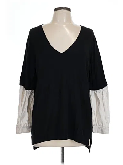 Pre-owned Trouve 3/4 Sleeve Top Black V Neck Tops