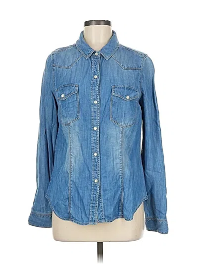 Pre-owned Trouve Long Sleeve Button Down Shirt In Blue