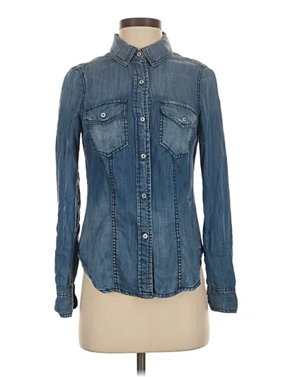 Pre-owned Trouve Long Sleeve Button Down Shirt In Blue