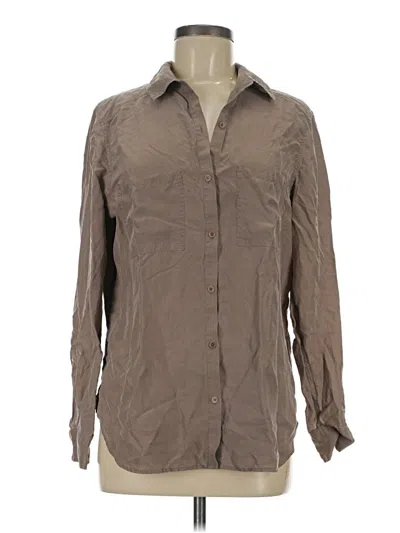 Pre-owned Trouve Long Sleeve Button Down Shirt In Brown