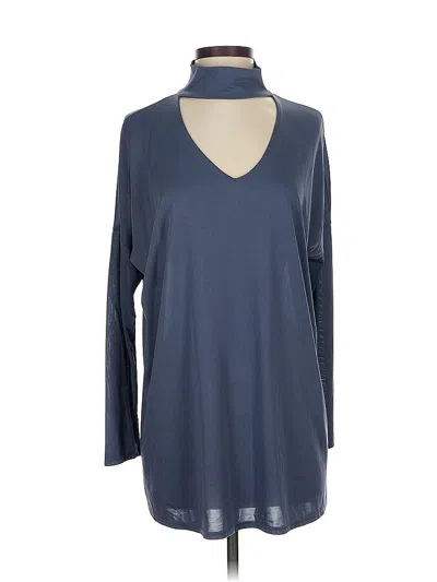 Pre-owned Trouve Long Sleeve Top Blue Keyhole Neckline Tops