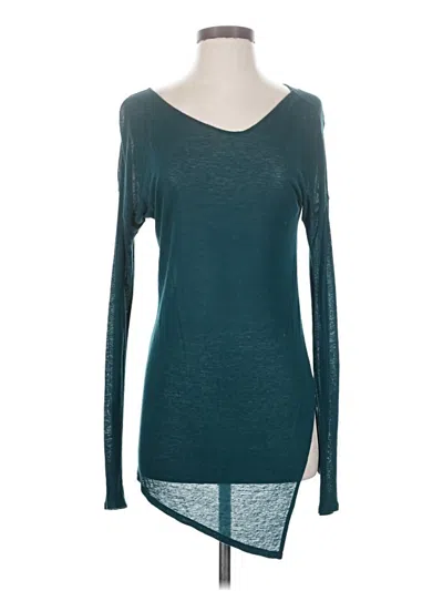 Pre-owned Trouve Long Sleeve Top Teal Scoop Neck Tops