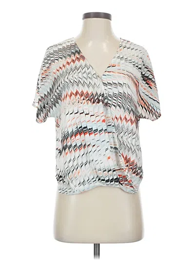 Pre-owned Trouve Short Sleeve Blouse In Silver
