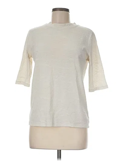 Pre-owned Trouve Short Sleeve Top Ivory Snake Print Pattern Mock Neckline Tops