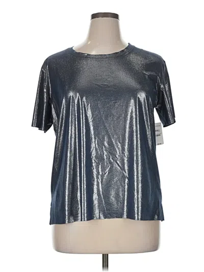 Pre-owned Trouve Short Sleeve Top Silver Metallic Pattern Crew Neck Tops