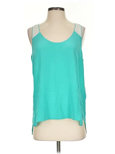 Pre-owned Trouve Sleeveless Silk Top Teal Halter Neckline Tops