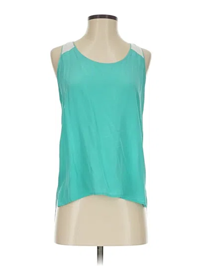 Pre-owned Trouve Sleeveless Silk Top Teal Halter Neckline Tops In Blue