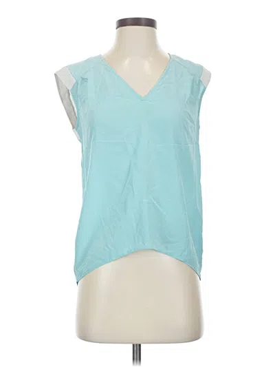 Pre-owned Trouve Sleeveless Silk Top Teal V-neck Tops