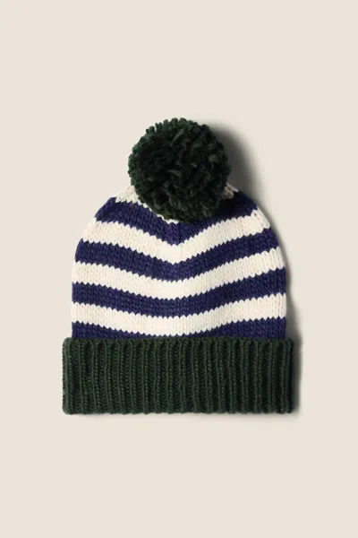 Trovata Acrylic Beanie In Blue Stripe