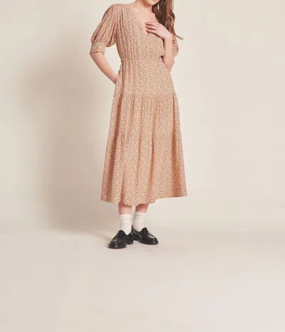 Trovata Arden Dress In Ditsy In Beige