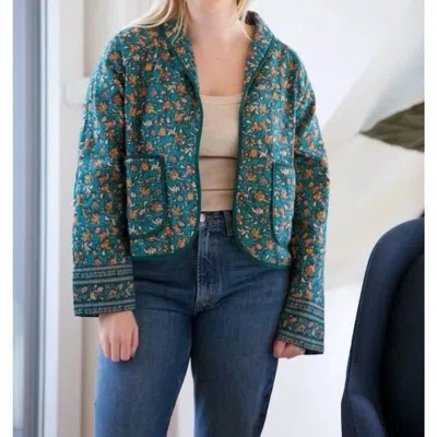 Trovata August Floral Jacket In Blue In Green