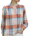 Trovata Bailey Blouse In Market Plaid In Multi