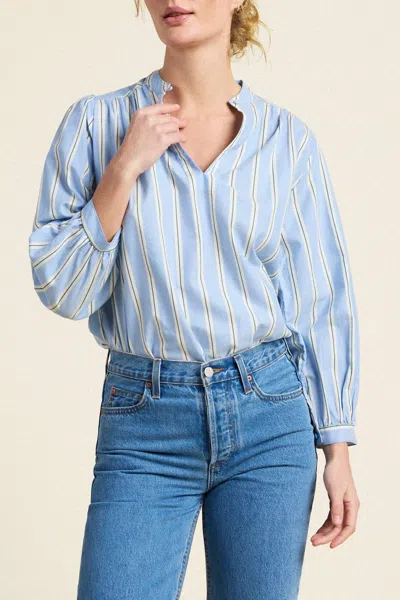 Trovata Bailey Shirt In Tahoe Stripe In Blue