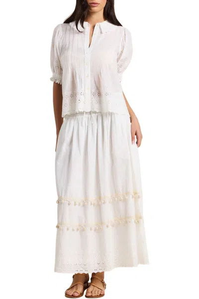 Trovata Bianca Midi Skirt In White Multi