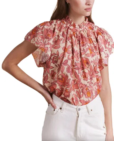 Trovata Carla Highneck Shirt In Tea Rose In Multi