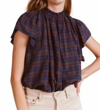 Trovata Carla Highneck Shirt In Tinsel Plaid In Multi