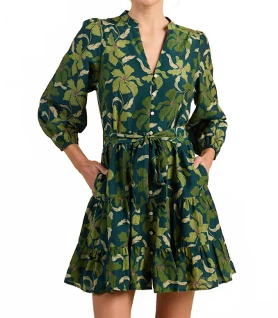 Trovata Celeste Long Sleeve Mini Dress In Green