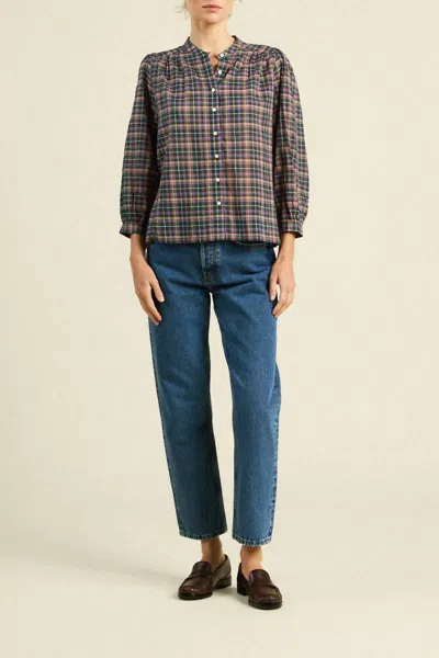 Trovata Clara Button-front Blouse In Prisma Plaid In Multi