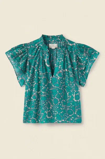 Trovata Clover Blouse In Clover Thicket In Blue