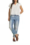 Trovata Clover V Neck Blouse In Summer Eyelet In Neutral