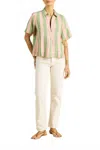Trovata Cora Boxy Shirt In Watermelon Stripe In White