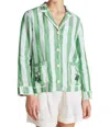 Trovata Dylan Shirt Jacket In Aloe Stripe In Multi
