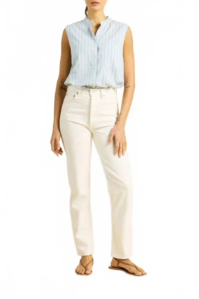 Trovata Eres Sleeveless Shirt In Blue Oxford Stripe