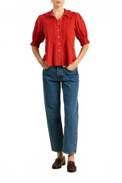 Trovata Jess Blouse In Crimson Check In Red