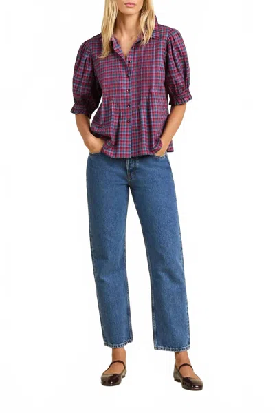 Trovata Jess Blouse In Poppy Pine Check In Purple