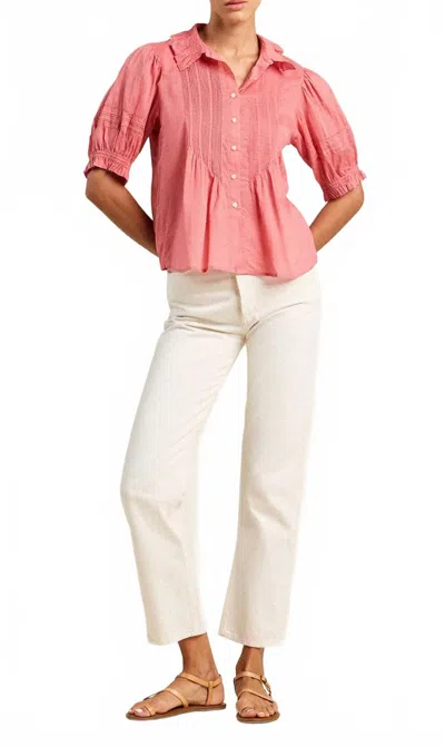 Trovata Jess Cotton Voile Pintuck Blouse In Rosado In Pink