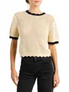 Trovata Jules Sweater T-shirt In Antique White With Black Trim In Brown