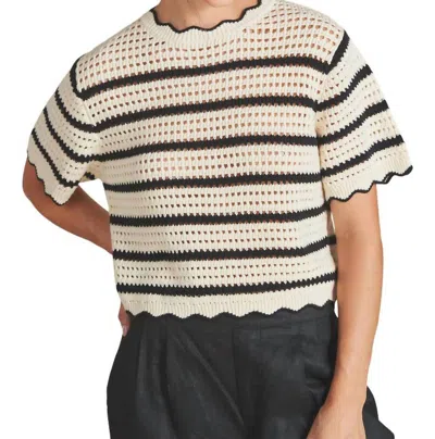 Trovata Jules Sweater T-shirt In Antique White/black Stripe In Multi