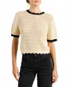 Trovata Jules Sweater T-shirt In Antique White With Black Trim In Neutral