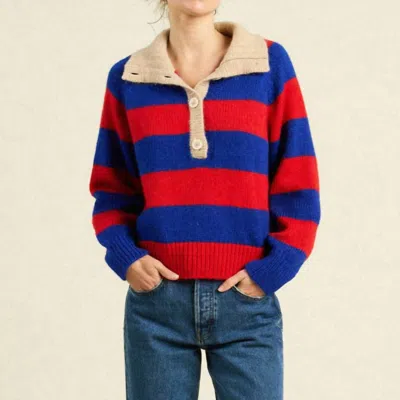 Trovata Juneau Sweater In Red/blue Stripe In Multi
