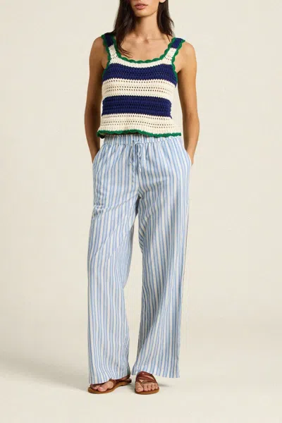 Trovata Justine Sweater Tank Top In Navy W/ Antique White Stripe In Multi