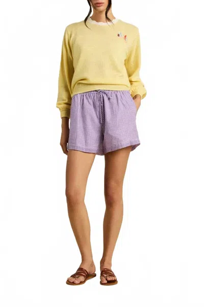 Trovata Kate Crew Neck Long Sleeve Sweater In Soleil Sailboats In Purple