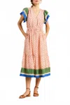 Trovata Kristine Midi Dress In Santorini Border In Multi