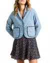 Trovata Lightweight Quilted Jacket In Vintage Indigo In Animal Print