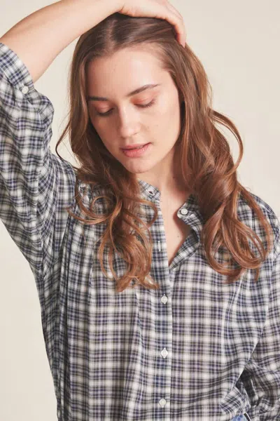 Trovata Lilly Blouse In Plaid In Grey