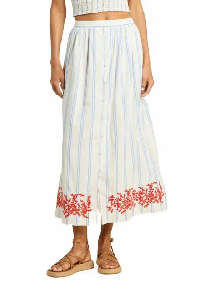 Trovata Lisette Striped Skirt In Cerulean Stripe In White