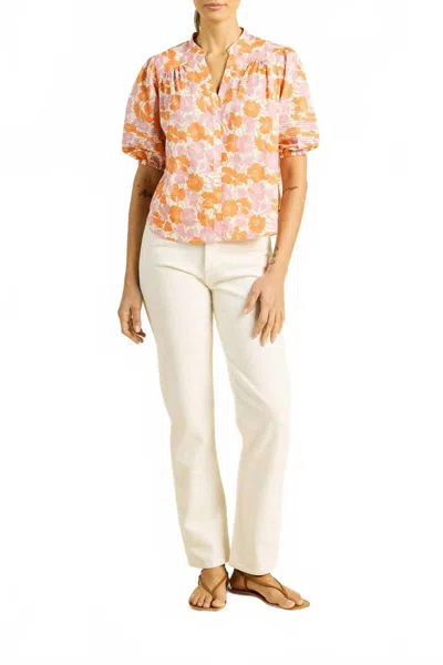 Trovata Loren Short Sleeve Blouse In Poppy Dawn In Multi