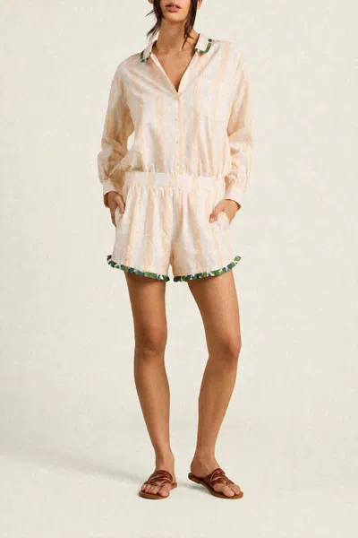 Trovata Lucille Pull On Short In Paradis Stripe In Neutral