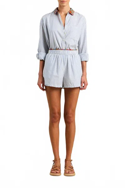 Trovata Lucille Stripe Pull-on Short In Seaside Stripe In Gray