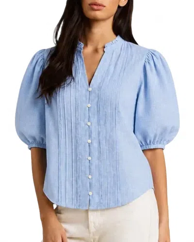 Trovata Luna Elbow-length Puff Sleeves Blouse In Seabrook Gingham In Blue
