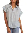 Trovata Marianne B Ruffle Sleeve Shirt In Lt Blue Check In Multi