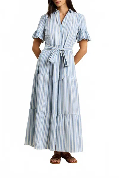 Trovata Martine Midi Dress In Bahia Stripe In Blue